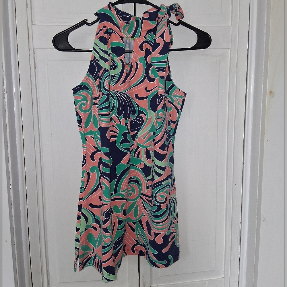 Katherine Way Pink and Green Patterned Sleeeless Blouse
